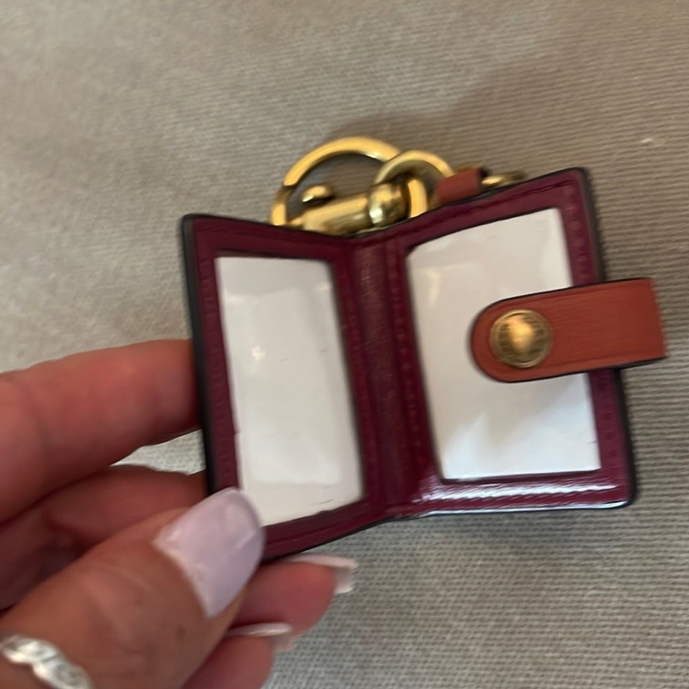 Coach signature picture holder keychain with gold hardware
